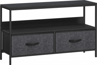 TV stolek se 2 výklopnými látkovými zásuvkami a policí 98 x 29 x 56 cm | černý č.1