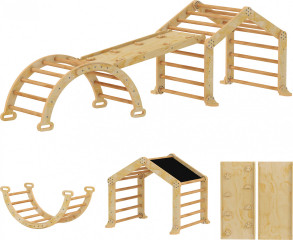 Dřevěná Montessori prolézačka 9v1 | přírodní č.1