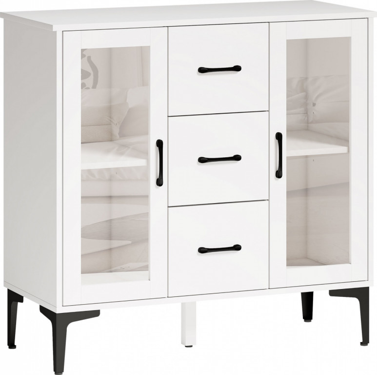 Příborník se 3 zásuvkami a nastavitelnými policemi | bílá