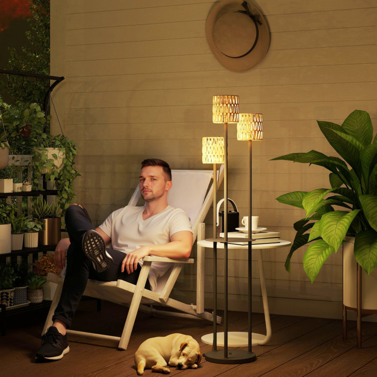 Solární stojací lampa Boho | černá/žlutá