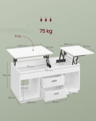 Konferenční stolek se zásuvkami | bílý č.2