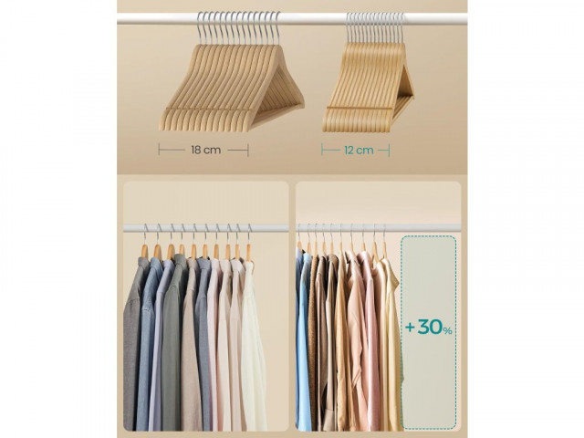 Dřevěná ramínka balení 30 ks | přírodní č.4