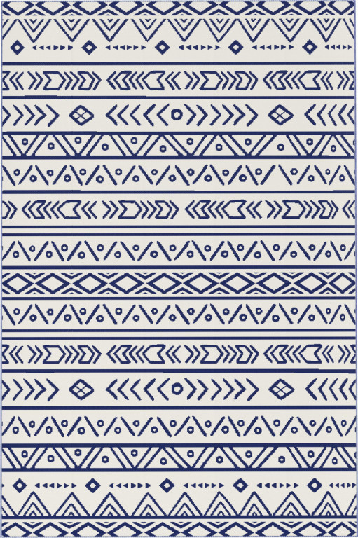 Robustní venkovní koberec 182 x 274 cm | modrý + bílý