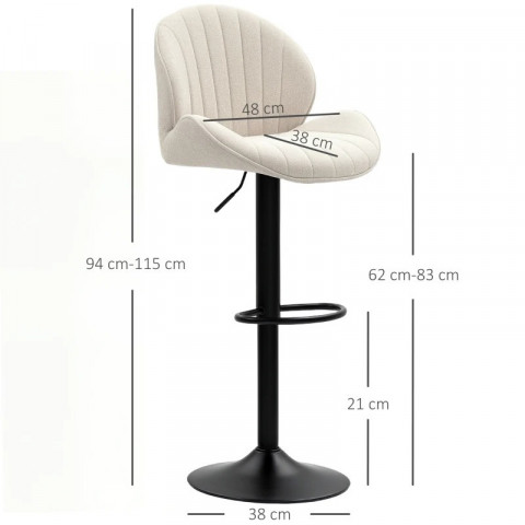 Sada 2 výškově nastavitelných barových židlí | béžová č.4