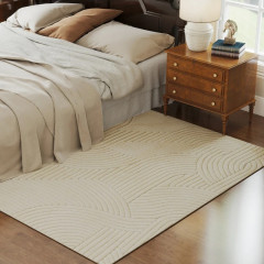 Protiskluzový koberec s vysokým vlasem 200 x 140 cm | krémově bílý č.1