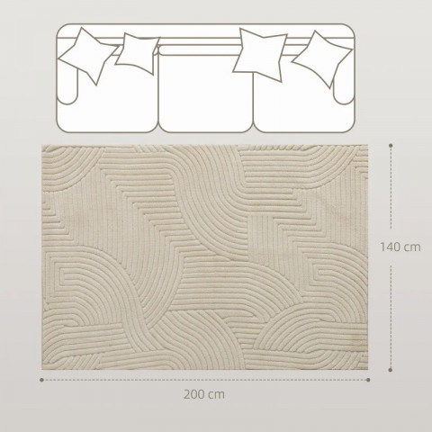 Protiskluzový koberec s vysokým vlasem 200 x 140 cm | krémově bílý č.4