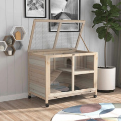 Pojízdná králíkárna 91,5 x 53,3 x 73 cm | přírodní