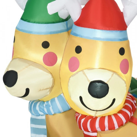 Nafukovací Santa Claus na saních se sobem a LED světlem 125 cm | vícebarevný č.5