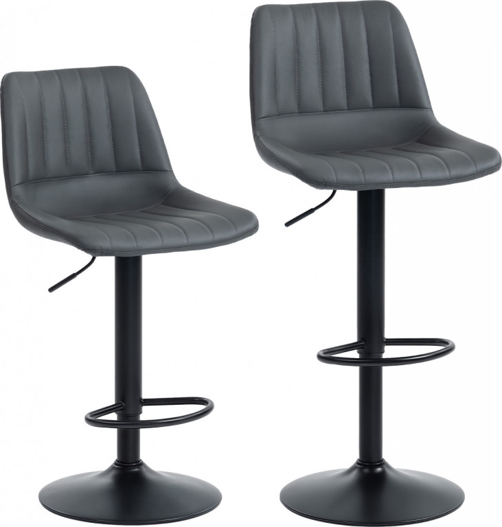 2 koženkové barové židličky | tmavě šedé