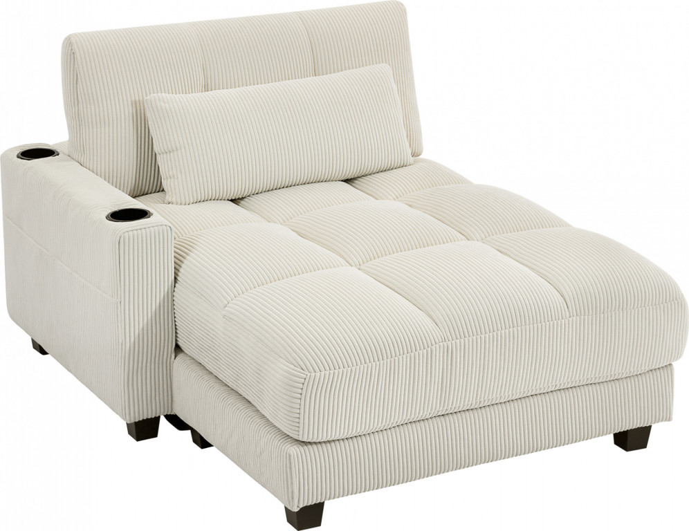 2místná rozkládací pohovka 114 x 147 cm | krémově bílá