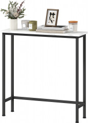 Konzolový stolek s mramorovaným povrchem a kovovým rámem 75 x 24 x 76 cm | bílý + černý č.1