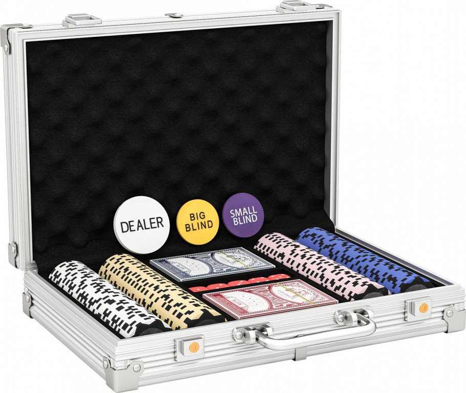 Pokerový uzamykatelný set s pouzdrem | vícebarevný