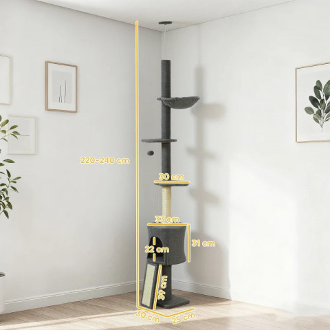 Stropní škrabadlo 200 - 240 cm | tmavě šedé č.2