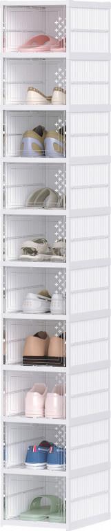 10 stohovatelných skládacích boxů na boty | bílé