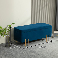 Čalouněná lavice s úložným prostorem 100 x 40 x 42 cm | tmavě modrá č.3