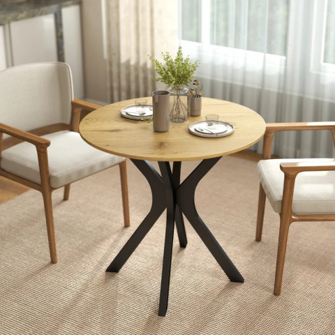 Moderní jídelní stůl pro 2 osoby, průměr 78 cm | přírodní č.3
