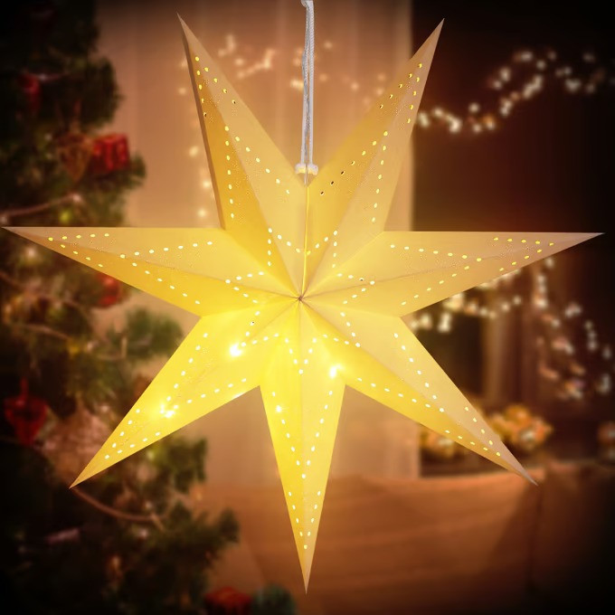 LED papírová hvězda Ø60cm | krémová