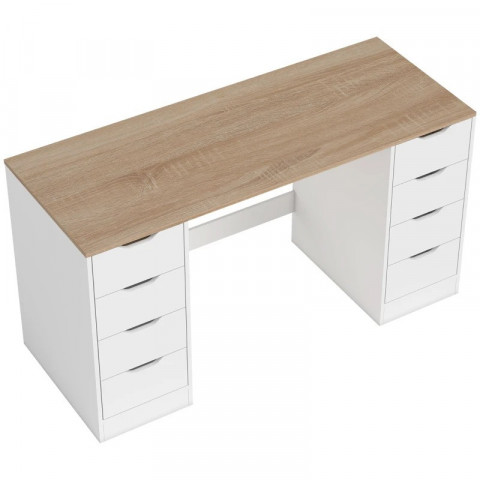 Psací stůl s 8 zásuvkami, 140 x 53 x 75 cm | bílý č.3