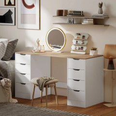 Psací stůl s 8 zásuvkami, 140 x 53 x 75 cm | bílý č.2