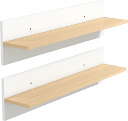 2 plovoucí police na zeď 80 x 16,5 x 20 cm | bílé + přírodní č.1