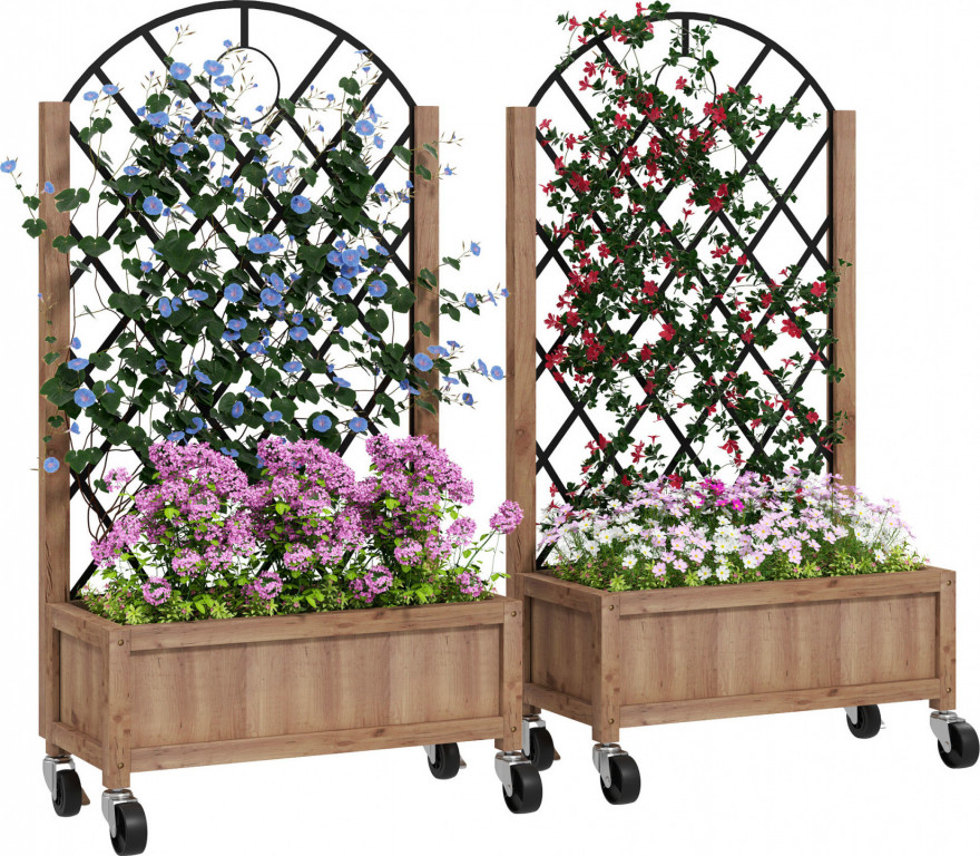 Sada 2 vyvýšených záhonových květináčů 152 x 25 x 97 cm | hnědé + černé