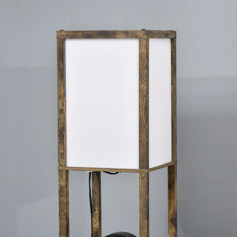 Stojací rustikální lampa s policemi | hnědá č.5