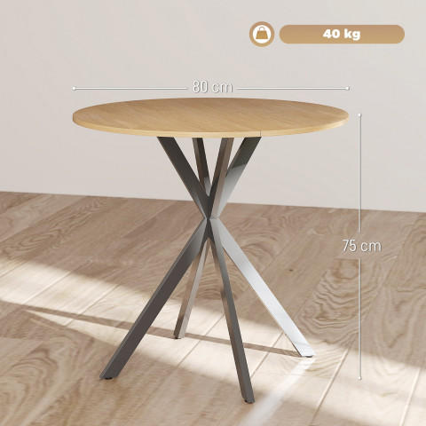 Jídelní kulatý kuchyňský stůl pro 2 osoby, průměr 80 cm | dub č.2