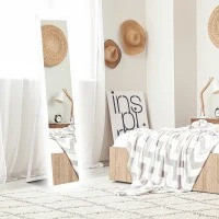 Stojací zrcadlo s LED osvětlením 40 x 160 cm | bílé