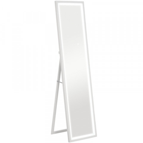 Stojací zrcadlo s LED osvětlením 40 x 160 cm | bílé č.2