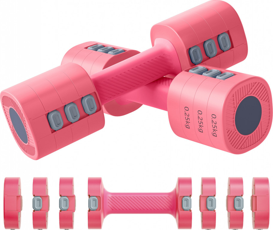 Nastavitelné činky s protiskluzovým úchopem | růžové