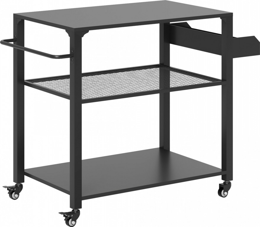 Grilovací a servírovací vozík s pracovní plochou 105 x 50 x 79 cm | černý