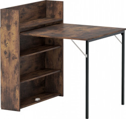 Rozkládací jídelní stůl se 4 policemi 80 x 90 x 93 cm | rustikálně hnědý č.1