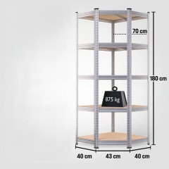 Rohový regál pro vysoké zatížení 180x70x40cm č.3