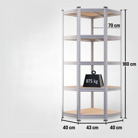 Rohový regál pro vysoké zatížení 180x70x40cm č.3