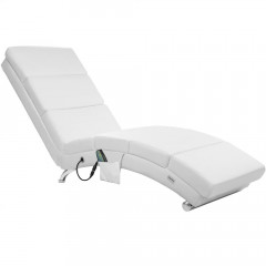 Čalouněné relaxační lehátko s masážní a vyhřívací funkcí London | Bílé č.2