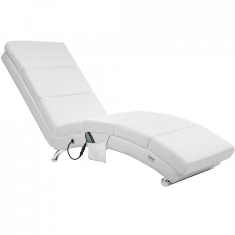 Čalouněné relaxační lehátko s masážní a vyhřívací funkcí London | Bílé č.2