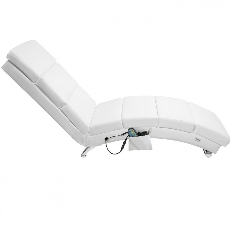 Čalouněné relaxační lehátko s masážní a vyhřívací funkcí London | Bílé