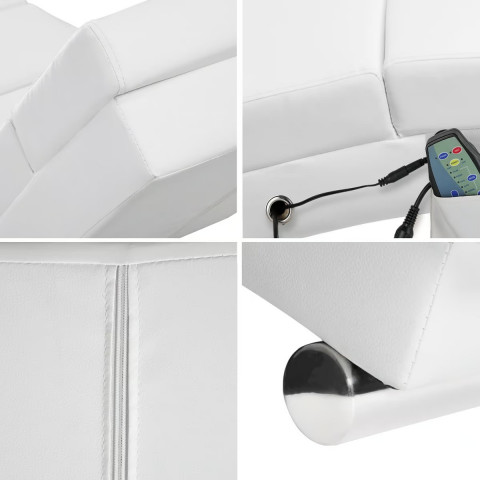 Čalouněné relaxační lehátko s masážní a vyhřívací funkcí London | Bílé č.5