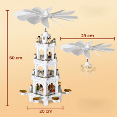 Dřevěná vánoční pyramida XL 60x20x20cm | bílá č.2