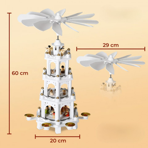 Dřevěná vánoční pyramida XL 60x20x20cm | bílá č.2