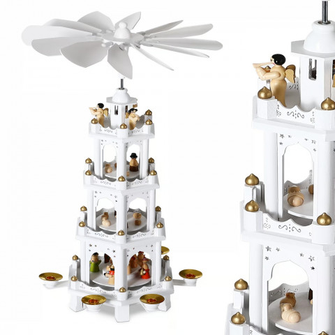 Dřevěná vánoční pyramida XL 60x20x20cm | bílá č.4