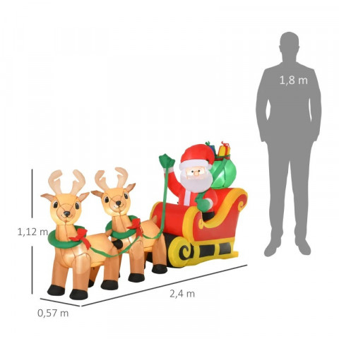 Nafukovací LED Santa Claus se saněmi č.4