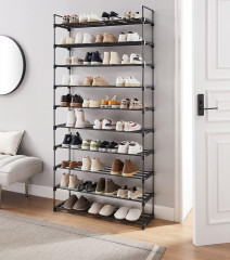 10 patrový kovový stojan na boty černý | 30 x 94 x 206 cm č.1