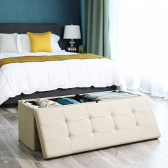 Skládací lavice s úložným prostorem 110 x 38 x 38 cm | béžová č.1