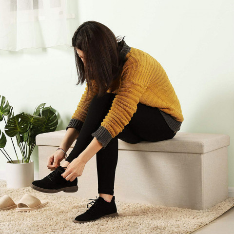 Skládací lavice s úložným prostorem 110 x 38 x 38 cm | béžová č.4