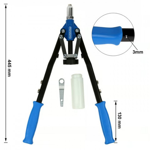 Nýtovací kleště s 5 náustky 75 nýty a sběrným zásobníkem č.6