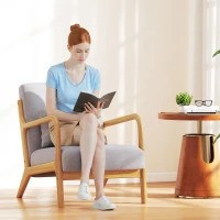 Dřevěné relaxační křeslo se sametovým vzhledem | šedé č.2