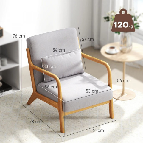 Dřevěné relaxační křeslo se sametovým vzhledem | šedé č.4