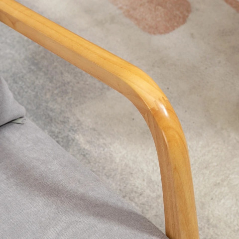 Dřevěné relaxační křeslo se sametovým vzhledem | šedé č.5