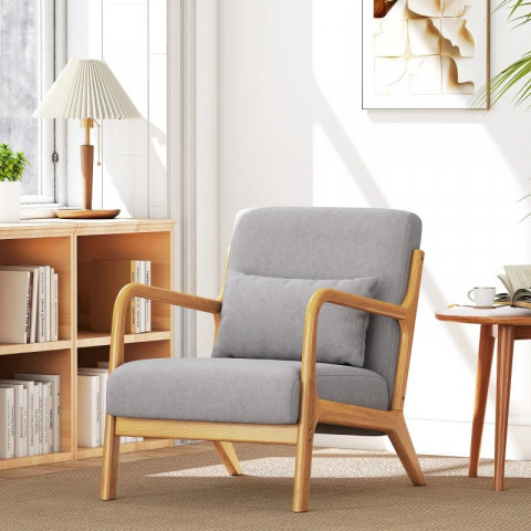 Dřevěné relaxační křeslo se sametovým vzhledem | šedé č.6